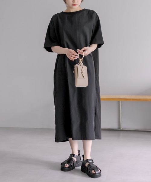 PUAL CE CIN（ピュアルセシン）の「【Du noir】前後異素材ハーフスリーブワンピース（ワンピース・レディース・ベージュ/ブラック・FREE）」の22枚目の写真