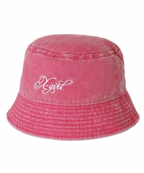 X-girl（エックスガール）の「WASHED BUCKET HAT（ハット・レディース・ブルー/ブラック/ピンク・ONE SIZE）」の3枚目の写真