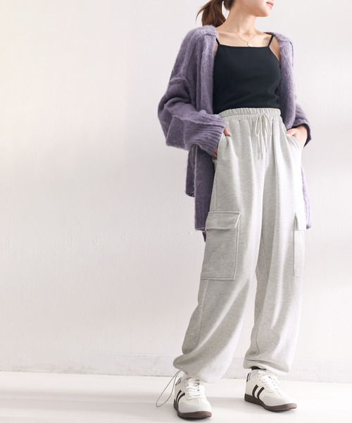 classicalelf（クラシカルエルフ）の「ラフにお洒落に見え。スウェットカーゴパンツ（カーゴパンツ・レディース・杢グレー/ブラック/カーキ・LARGE/MEDIUM/SMALL/X-LARGE）」の5枚目の写真