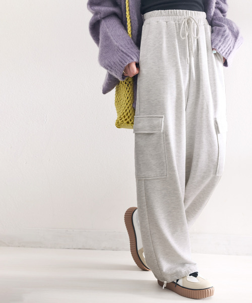 classicalelf（クラシカルエルフ）の「ラフにお洒落に見え。スウェットカーゴパンツ（カーゴパンツ・レディース・杢グレー/ブラック/カーキ・LARGE/MEDIUM/SMALL/X-LARGE）」の4枚目の写真