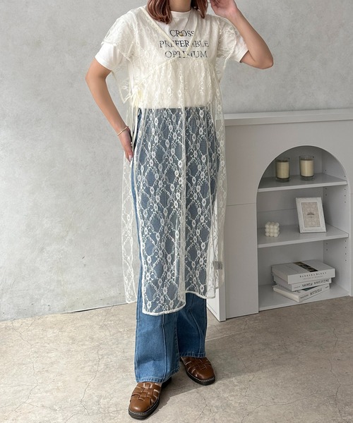 apres jour clair(アプレジュールクレア)の「【apres jour clair】2WAYレースロングベスト【ZOZOTOWN限定アイテム】(ベスト・レディース・アイボリー/ブラウン系その他/クリーム・フリー/X-LARGE)」の5枚目の写真