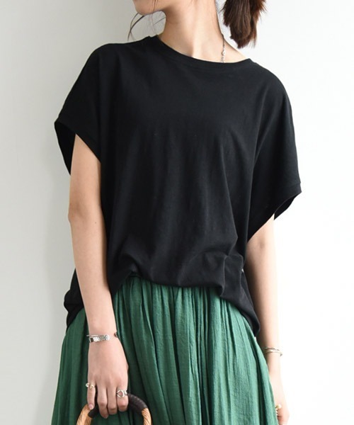 and it_(アンドイット)の「コットンスラブシンプルルーズTシャツ(Tシャツ/カットソー・レディース・キナリ/ミント/モカ/ブラック/ピンク/ブルー・M/L)」の3枚目の写真