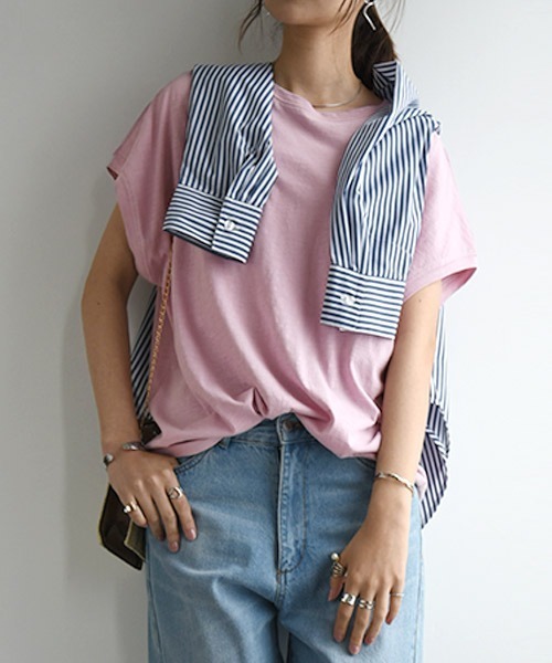 and it_(アンドイット)の「コットンスラブシンプルルーズTシャツ(Tシャツ/カットソー・レディース・キナリ/ミント/モカ/ブラック/ピンク/ブルー・M/L)」の21枚目の写真