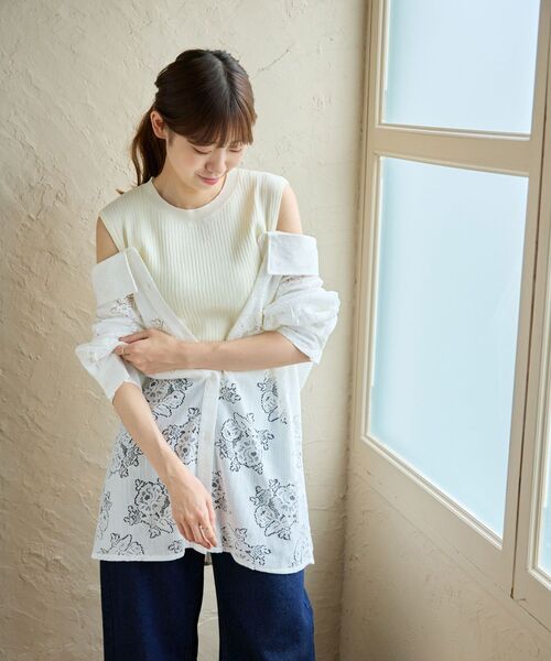 MAJESTIC LEGON(マジェスティックレゴン)の「タンクセットシアーシャツ(シャツ/ブラウス・レディース・ピンク/ブルー/A/ブラック・MEDIUM)」の9枚目の写真