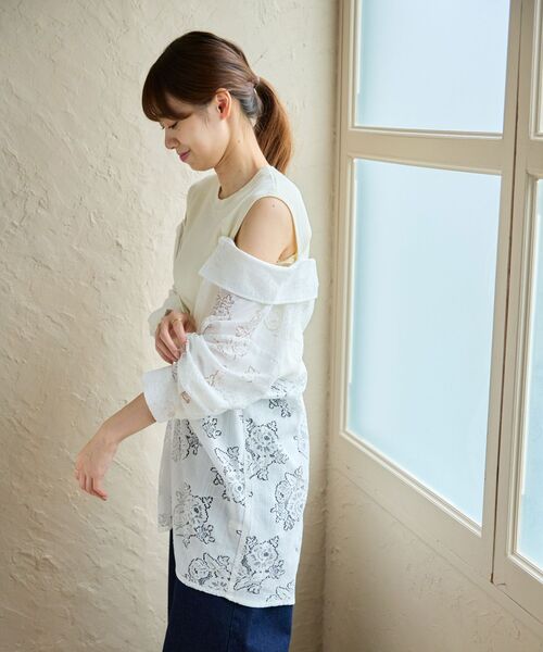 MAJESTIC LEGON(マジェスティックレゴン)の「タンクセットシアーシャツ(シャツ/ブラウス・レディース・ピンク/ブルー/A/ブラック・MEDIUM)」の10枚目の写真