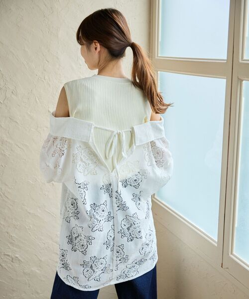 MAJESTIC LEGON(マジェスティックレゴン)の「タンクセットシアーシャツ(シャツ/ブラウス・レディース・ピンク/ブルー/A/ブラック・MEDIUM)」の11枚目の写真