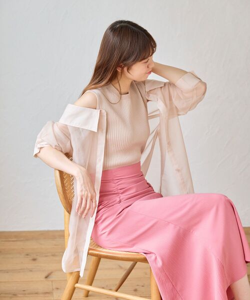 MAJESTIC LEGON(マジェスティックレゴン)の「タンクセットシアーシャツ(シャツ/ブラウス・レディース・ピンク/ブルー/A/ブラック・MEDIUM)」の21枚目の写真