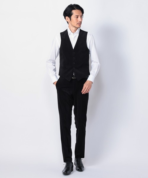 CROWDED CLOSET（クラウデッドクローゼット）の「ベロアパンツ/別売りセットアップジャケット、ベストあり（スラックス・メンズ・ベージュ/ブラック/ボルドー・02/03/01）」の4枚目の写真