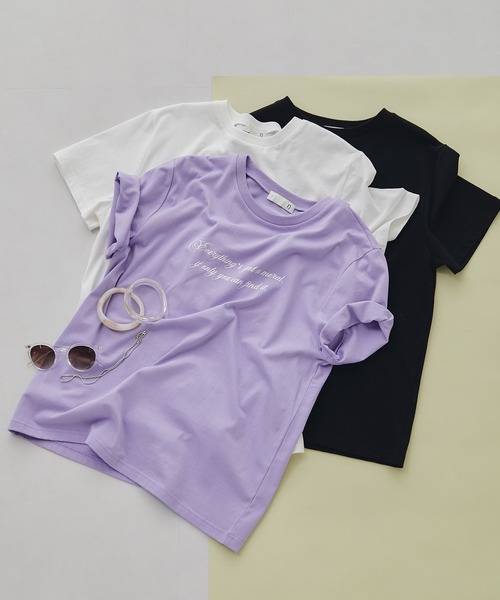 N.（N. Natural Beauty Basic）（エヌエヌナチュラルビューティーベーシック）の「◆ハンドライティングロゴＴシャツ（Tシャツ/カットソー・レディース・ブラック/パープル/オフホワイト・MEDIUM）」の3枚目の写真