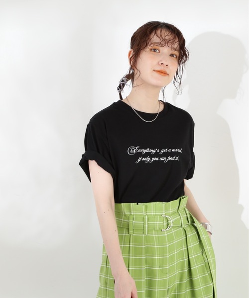 N.（N. Natural Beauty Basic）（エヌエヌナチュラルビューティーベーシック）の「◆ハンドライティングロゴＴシャツ（Tシャツ/カットソー・レディース・ブラック/パープル/オフホワイト・MEDIUM）」の12枚目の写真