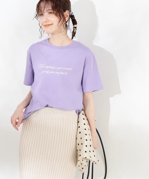 N.（N. Natural Beauty Basic）（エヌエヌナチュラルビューティーベーシック）の「◆ハンドライティングロゴＴシャツ（Tシャツ/カットソー・レディース・ブラック/パープル/オフホワイト・MEDIUM）」の13枚目の写真