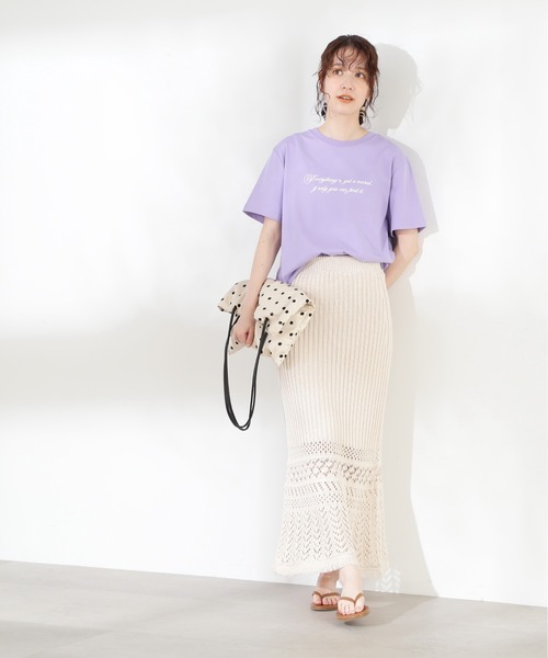 N.（N. Natural Beauty Basic）（エヌエヌナチュラルビューティーベーシック）の「◆ハンドライティングロゴＴシャツ（Tシャツ/カットソー・レディース・ブラック/パープル/オフホワイト・MEDIUM）」の14枚目の写真