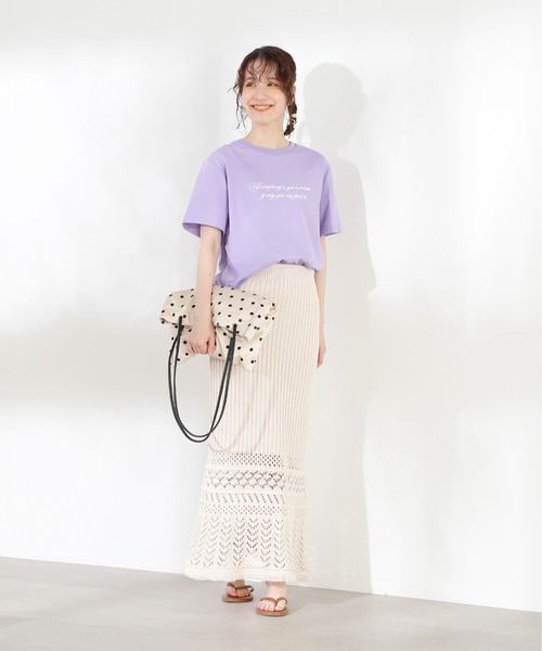 N.（N. Natural Beauty Basic）（エヌエヌナチュラルビューティーベーシック）の「◆ハンドライティングロゴＴシャツ（Tシャツ/カットソー・レディース・ブラック/パープル/オフホワイト・MEDIUM）」の15枚目の写真