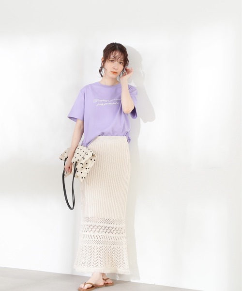 N.（N. Natural Beauty Basic）（エヌエヌナチュラルビューティーベーシック）の「◆ハンドライティングロゴＴシャツ（Tシャツ/カットソー・レディース・ブラック/パープル/オフホワイト・MEDIUM）」の16枚目の写真