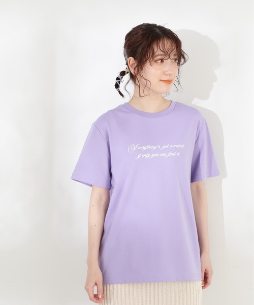 N.（N. Natural Beauty Basic）（エヌエヌナチュラルビューティーベーシック）の「◆ハンドライティングロゴＴシャツ（Tシャツ/カットソー・レディース・ブラック/パープル/オフホワイト・MEDIUM）」の18枚目の写真
