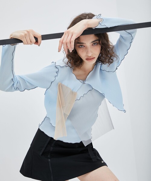 kotohayokozawa（コトハヨコザワ）の「【kotohayokozawa/コトハヨコザワ】《STUDIOUS別注》シースルー2ピーストップ/キャミソール/カーディガン（カーディガン/ボレロ・レディース・ライトブルー/グレー/ベージュ・FREE）」の9枚目の写真