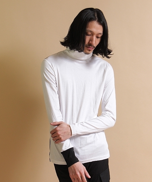 NO ID.（ノーアイディ）の「CリヨセルスムースT/N-ロンT（Tシャツ/カットソー・メンズ・ブラック×ホワイト/ブラック/ホワイト×ブラック・2/1）」の2枚目の写真