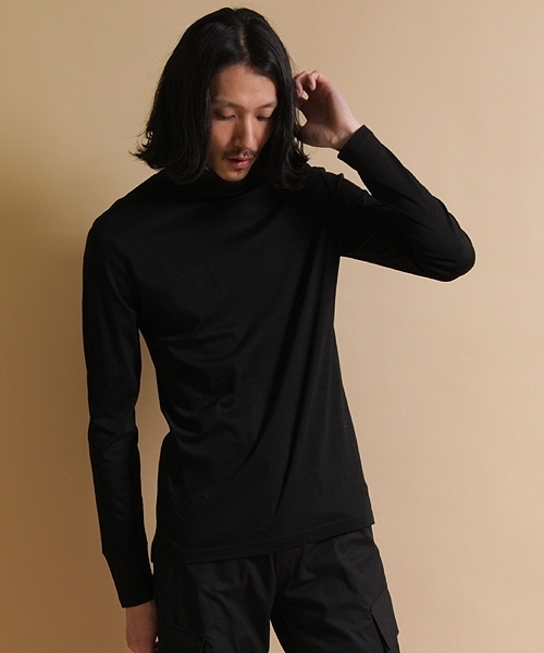 NO ID.（ノーアイディ）の「CリヨセルスムースT/N-ロンT（Tシャツ/カットソー・メンズ・ブラック×ホワイト/ブラック/ホワイト×ブラック・2/1）」の3枚目の写真