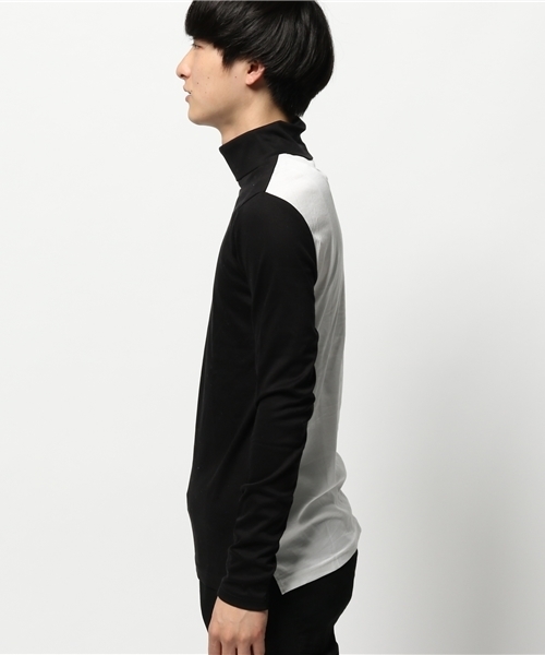 NO ID.（ノーアイディ）の「CリヨセルスムースT/N-ロンT（Tシャツ/カットソー・メンズ・ブラック×ホワイト/ブラック/ホワイト×ブラック・2/1）」の6枚目の写真