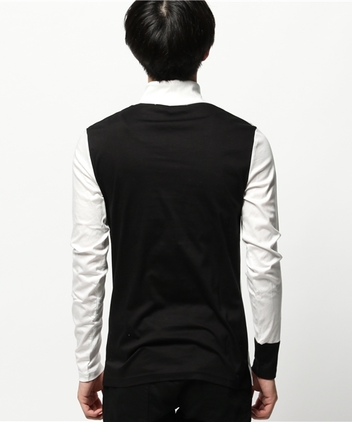 NO ID.（ノーアイディ）の「CリヨセルスムースT/N-ロンT（Tシャツ/カットソー・メンズ・ブラック×ホワイト/ブラック/ホワイト×ブラック・2/1）」の4枚目の写真