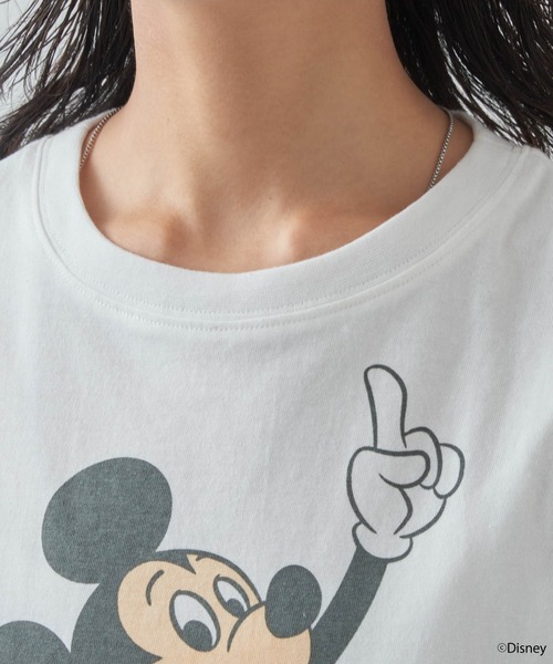 MICKEY MOUSE(ミッキーマウス)の「【ミッキーマウス】プリントTee2(Tシャツ/カットソー・レディース・オフホワイト/チャコールグレー・FREE)」の11枚目の写真