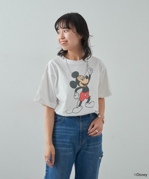 MICKEY MOUSE(ミッキーマウス)の「【ミッキーマウス】プリントTee2(Tシャツ/カットソー・レディース・オフホワイト/チャコールグレー・FREE)」の16枚目の写真