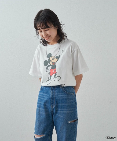MICKEY MOUSE(ミッキーマウス)の「【ミッキーマウス】プリントTee2(Tシャツ/カットソー・レディース・オフホワイト/チャコールグレー・FREE)」の12枚目の写真