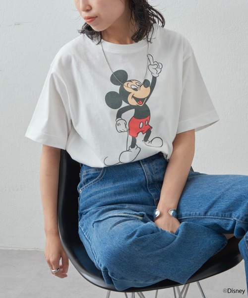 MICKEY MOUSE(ミッキーマウス)の「【ミッキーマウス】プリントTee2(Tシャツ/カットソー・レディース・オフホワイト/チャコールグレー・FREE)」の21枚目の写真