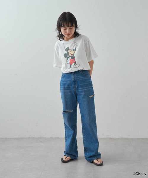 MICKEY MOUSE(ミッキーマウス)の「【ミッキーマウス】プリントTee2(Tシャツ/カットソー・レディース・オフホワイト/チャコールグレー・FREE)」の8枚目の写真