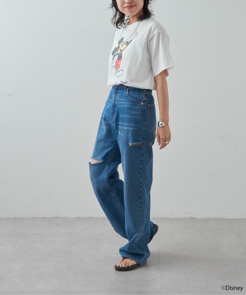 MICKEY MOUSE(ミッキーマウス)の「【ミッキーマウス】プリントTee2(Tシャツ/カットソー・レディース・オフホワイト/チャコールグレー・FREE)」の4枚目の写真