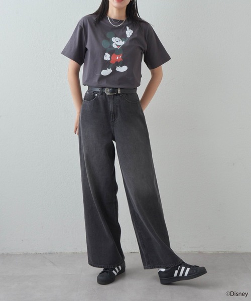 MICKEY MOUSE(ミッキーマウス)の「【ミッキーマウス】プリントTee2(Tシャツ/カットソー・レディース・オフホワイト/チャコールグレー・FREE)」の6枚目の写真