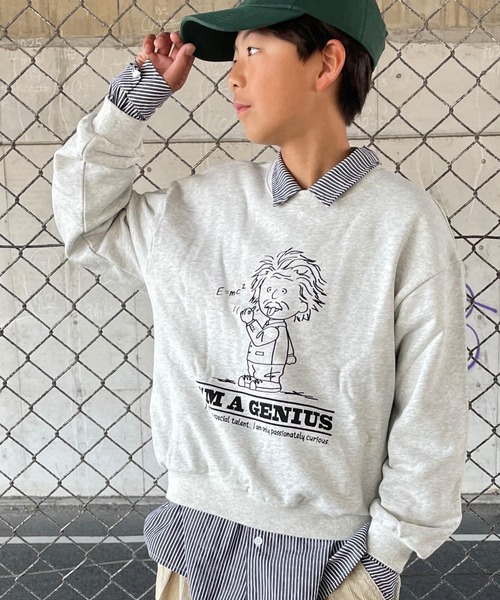 MAKE YOUR DAY（メイクユアデイ）の「WEB限定いろんな柄裏毛トレーナー■150.160cm（スウェット・キッズ・アイボリー/イエロー/ライトグレー/グレー/ピンク/ネイビー/オレンジ/ブラック・150/160）」の4枚目の写真