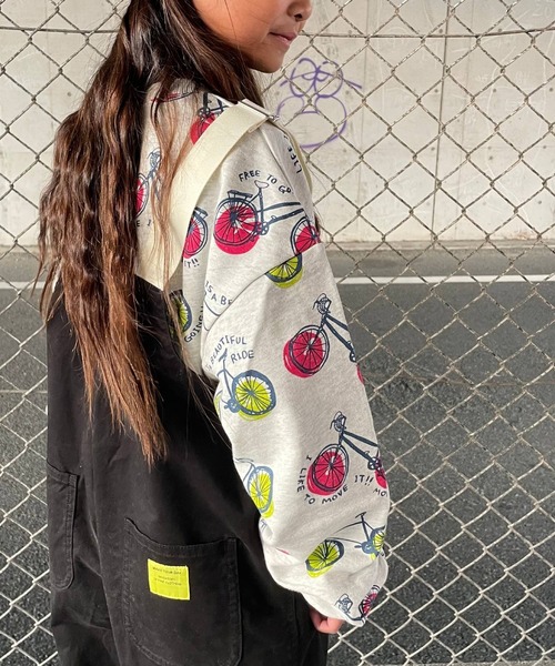 MAKE YOUR DAY（メイクユアデイ）の「WEB限定いろんな柄裏毛トレーナー■150.160cm（スウェット・キッズ・アイボリー/イエロー/ライトグレー/グレー/ピンク/ネイビー/オレンジ/ブラック・150/160）」の3枚目の写真