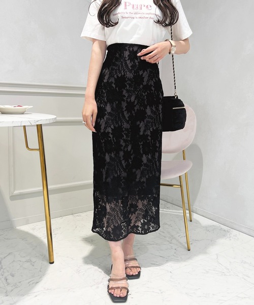 apres jour(アプレジュール)の「レースナロースカート【ZOZOTOWN限定アイテム】(スカート・レディース・ブラック/ピンクベージュ/ライトベージュ・X-LARGE/SMALL/MEDIUM)」の12枚目の写真