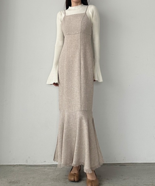 Louere（ルエレ）の「ツイードハイウエストマーメイドキャミワンピース  