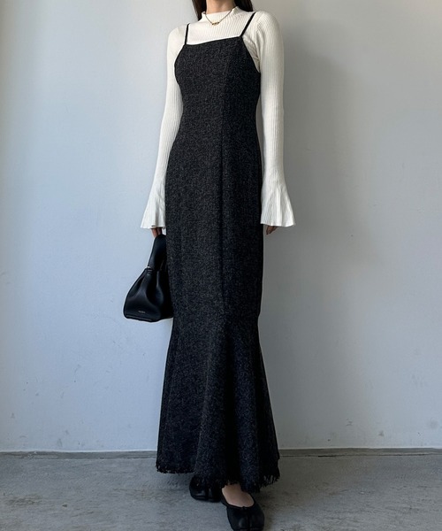 Louere（ルエレ）の「ツイードハイウエストマーメイドキャミワンピース
