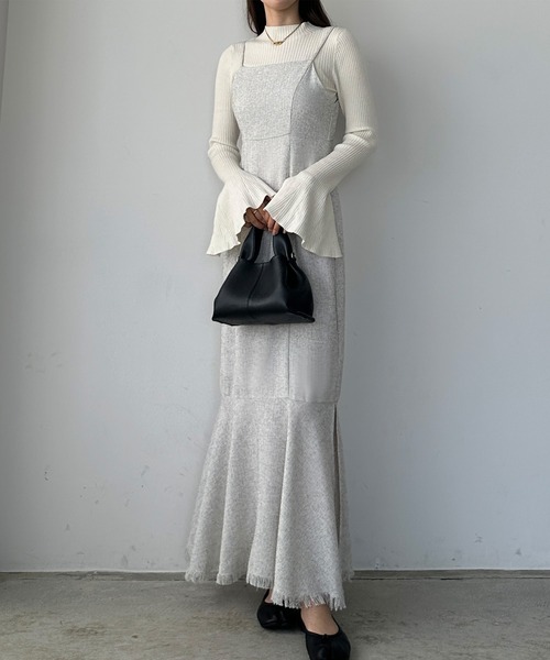 Louere（ルエレ）の「ツイードハイウエストマーメイドキャミワンピース  