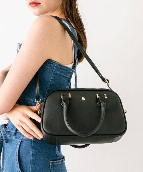 OLIVE des OLIVE(オリーブデオリーブ)の「エンブレム付きボストンバッグ 1032120050(ショルダーバッグ・レディース・ボルドー/ブラック/オフホワイト・FREE)」の3枚目の写真