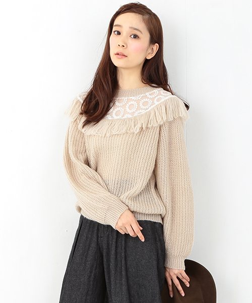 CAROLINA GLASER（カロリナ グレイサー）の「CAROLINA GLASER / フリンジニット（ニット/セーター・レディース・ミント/ピンク・ONE SIZE）」の15枚目の写真