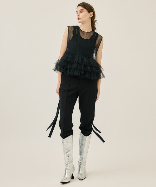 VIVIANO(ヴィヴィアーノ)の「【VIVIANO / ヴィヴィアーノ】《STUDIOUS別注》3WAYショートスウェットチュールトップ(スウェット・レディース・ブラック・FREE)」の21枚目の写真