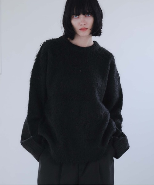 LONG SLEEVE WOOL MIXED SHAGGY KNIT / ロングスリーブウール混