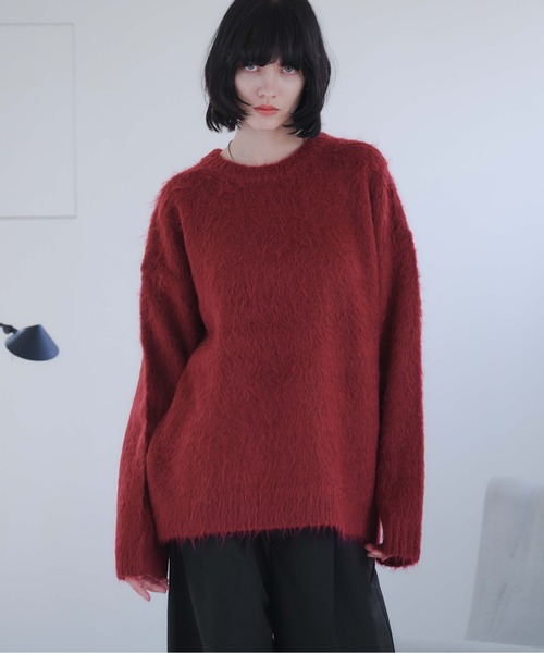 LONG SLEEVE WOOL MIXED SHAGGY KNIT / ロングスリーブウール混