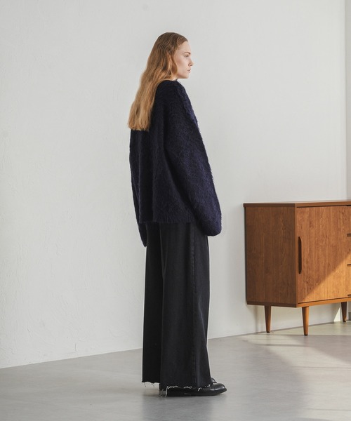SELLE GLANT(セレグランテ)の「LONG SLEEVE WOOL MIXED SHAGGY KNIT / ロングスリーブウール混シャギーニット(ニット/セーター・メンズ・ブルー/ダークグレー/アイボリー/ボルドー/ネイビー/ダークブラウン/マスタード/ダークグリーン/ブラック・SMALL/MEDIUM/LARGE)」の21枚目の写真