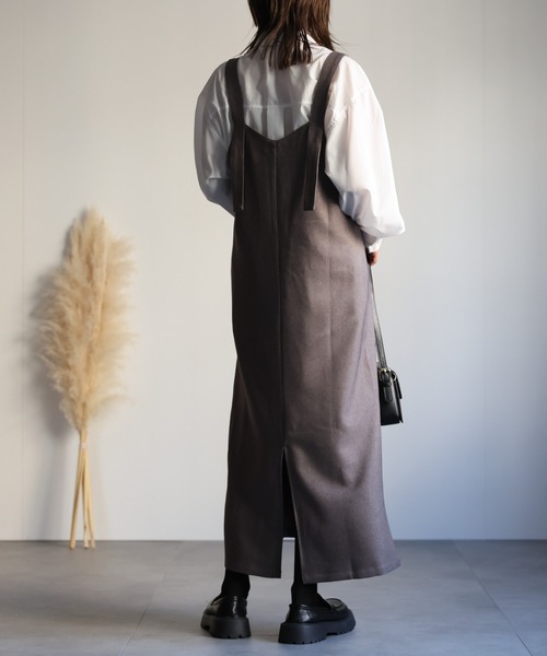 ap retro（アプレトロ）の「Iラインジップアップジャンスカ（ジャンパースカート・レディース・ブラック/チャコールグレー/グレー/ベージュ・FREE）」の8枚目の写真