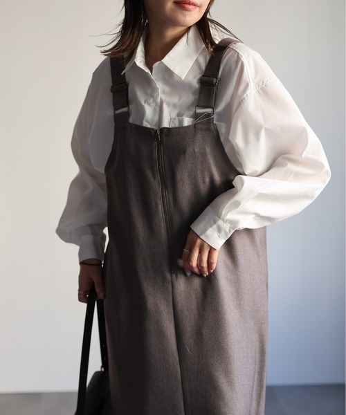 ap retro（アプレトロ）の「Iラインジップアップジャンスカ（ジャンパースカート・レディース・ブラック/チャコールグレー/グレー/ベージュ・FREE）」の12枚目の写真