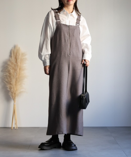 ap retro（アプレトロ）の「Iラインジップアップジャンスカ（ジャンパースカート・レディース・ブラック/チャコールグレー/グレー/ベージュ・FREE）」の10枚目の写真