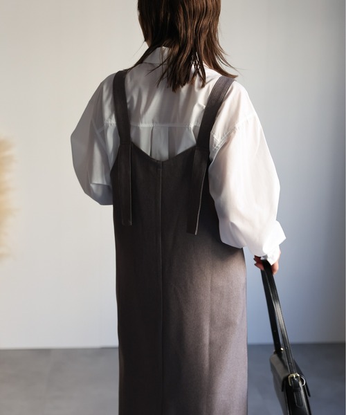 ap retro（アプレトロ）の「Iラインジップアップジャンスカ（ジャンパースカート・レディース・ブラック/チャコールグレー/グレー/ベージュ・FREE）」の14枚目の写真