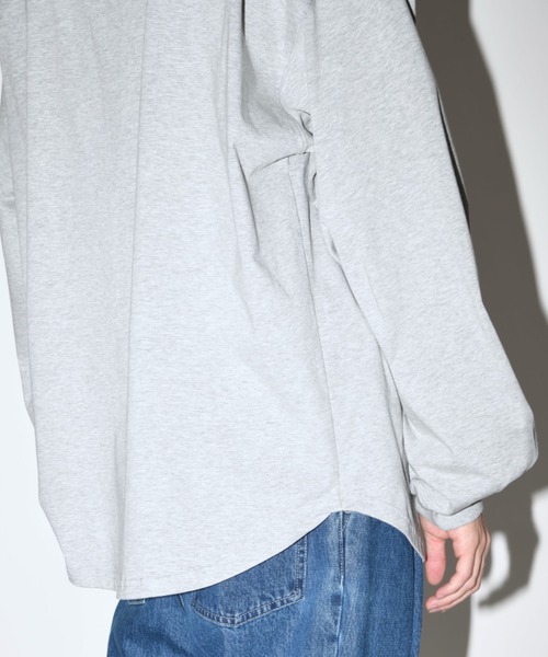 SUPERTHANKS(スーパーサンクス)の「無地オーバーサイズ コットン ロングTシャツ(ユニセックス)Refined L/S T-shirt(Tシャツ/カットソー・メンズ・ホワイト/アッシュグレー/ライトカーキ/ブラック・L/M/S)」の21枚目の写真