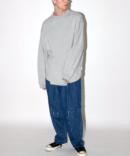 SUPERTHANKS(スーパーサンクス)の「無地オーバーサイズ コットン ロングTシャツ(ユニセックス)Refined L/S T-shirt(Tシャツ/カットソー・メンズ・ホワイト/アッシュグレー/ライトカーキ/ブラック・L/M/S)」の15枚目の写真