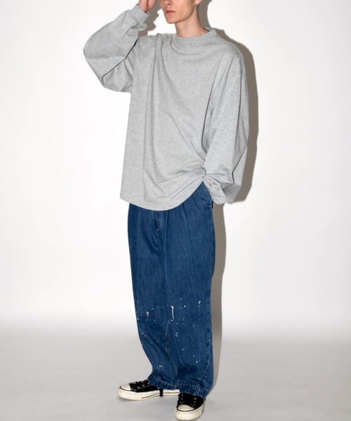 SUPERTHANKS(スーパーサンクス)の「無地オーバーサイズ コットン ロングTシャツ(ユニセックス)Refined L/S T-shirt(Tシャツ/カットソー・メンズ・ホワイト/アッシュグレー/ライトカーキ/ブラック・L/M/S)」の18枚目の写真